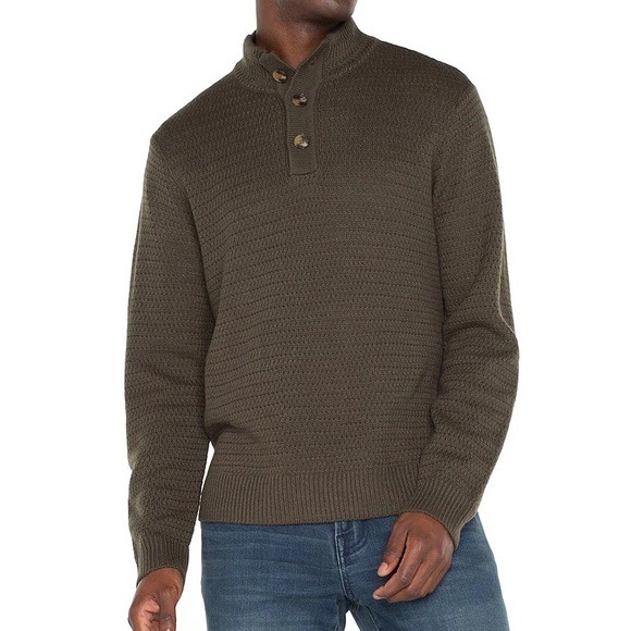 Liverpool Men's Olive Knit Turtleneck Sweater - Picture 1 of 8